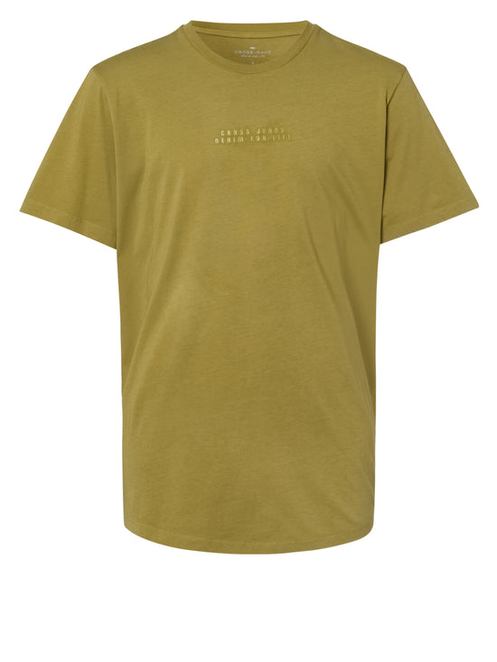 Men's regular T-shirt with logo print green