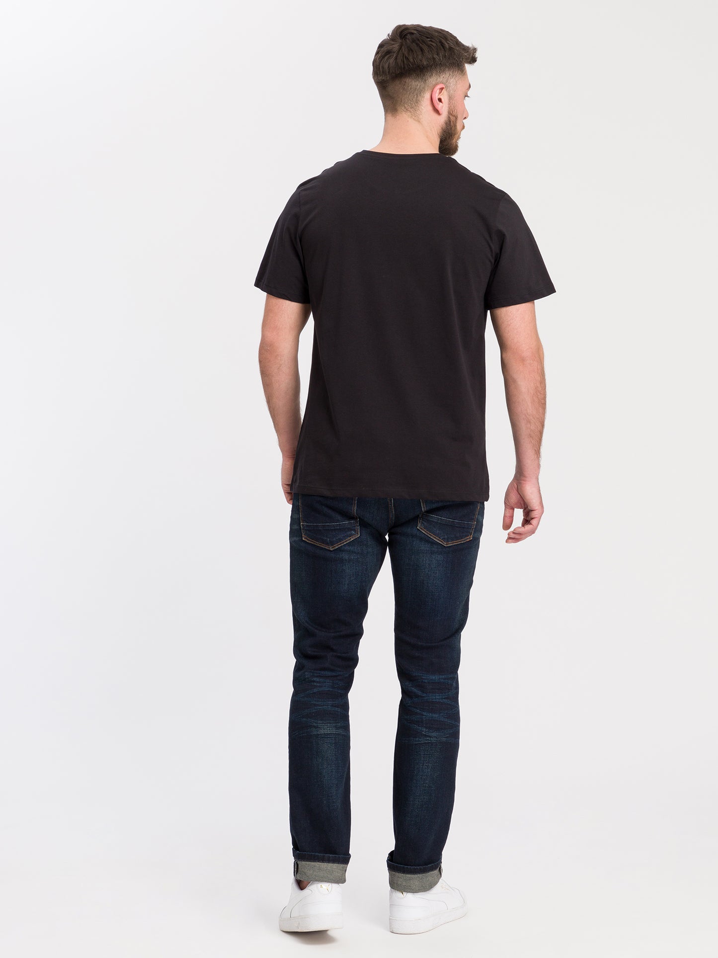 Herren Regular T-Shirt mit CROSS JEANS Logo print schwarz