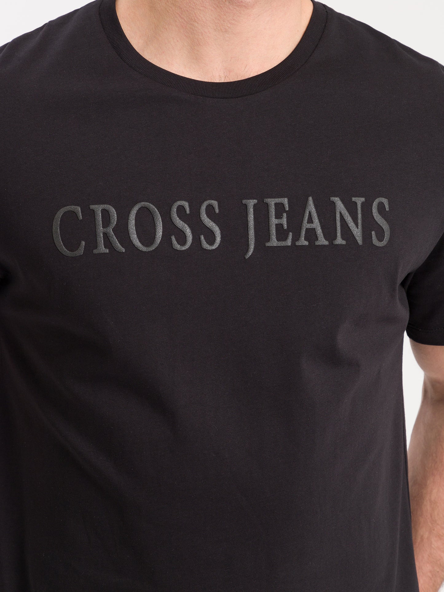 Herren Regular T-Shirt mit CROSS JEANS Logo print schwarz