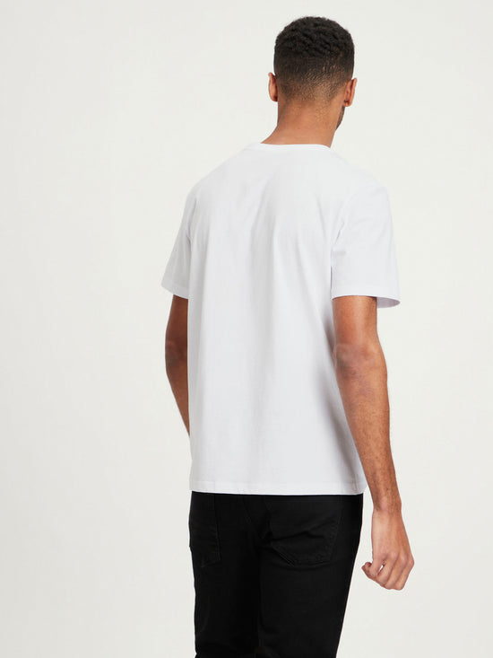 Men's regular T-shirt with front print in white.