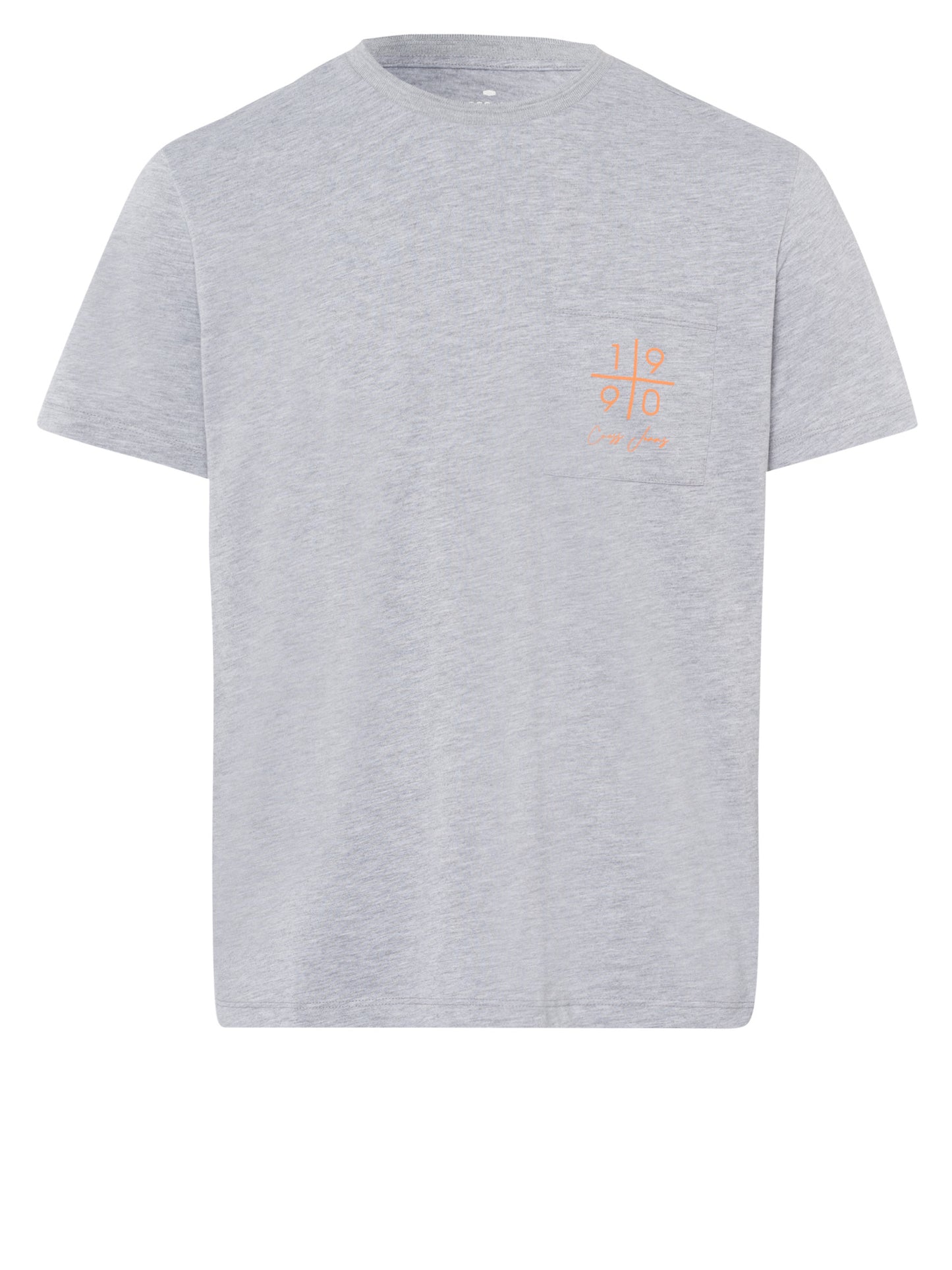 Men's regular T-shirt with breast pocket grey-melange