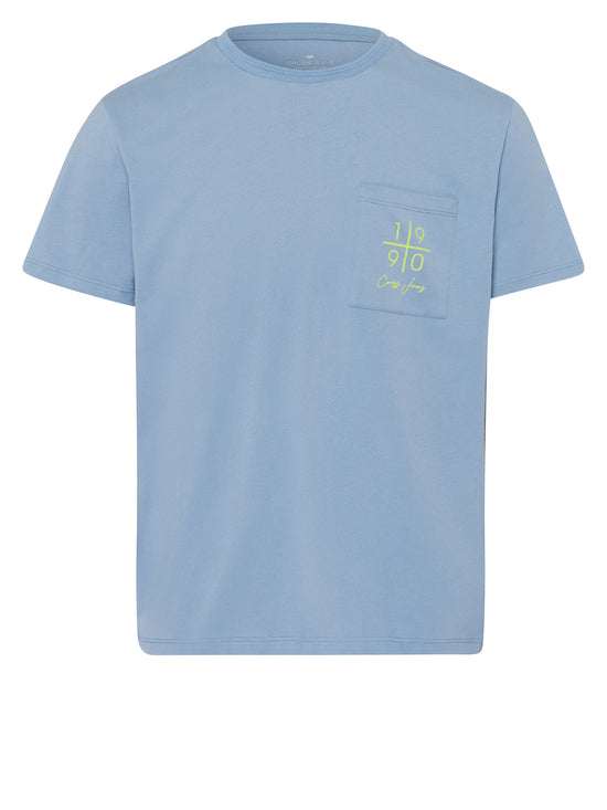 Men's regular T-shirt with breast pocket, blue.