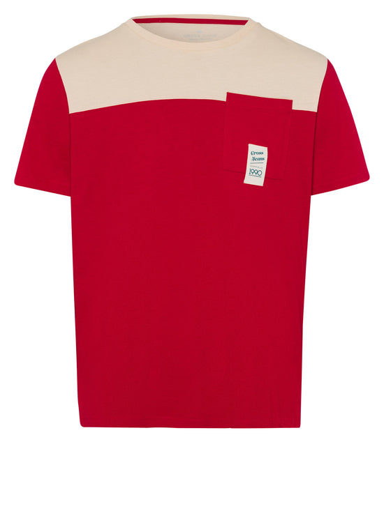 Herren Regular T-Shirt mit Brusttasche rot.