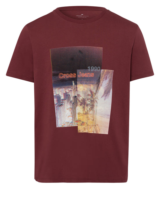 Herren Regular T-Shirt mit Foto-Prints braun.