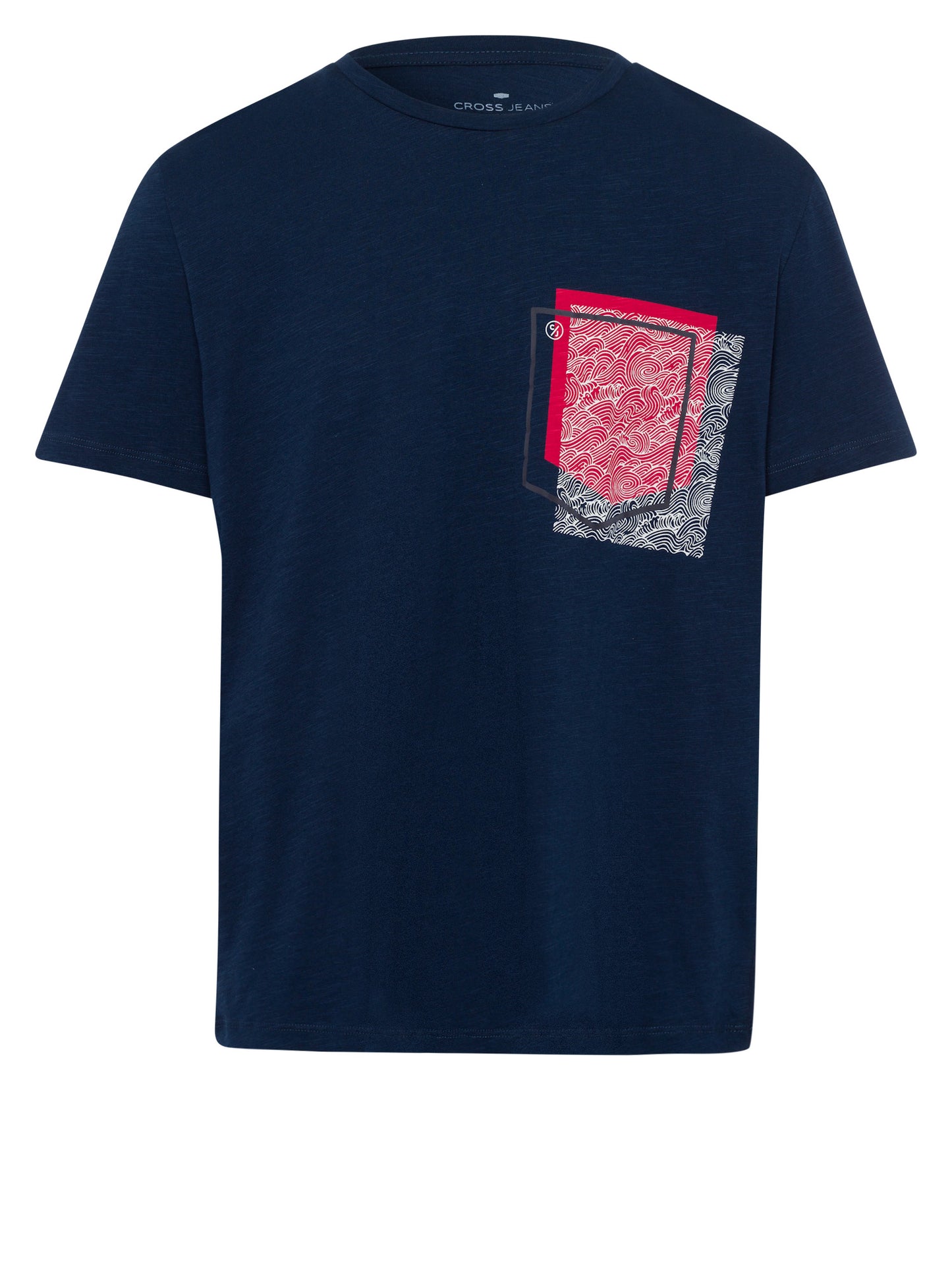 Men's Regular T-Shirt with Wave Print Navy