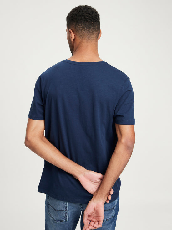 Men's Regular T-Shirt with Wave Print Navy