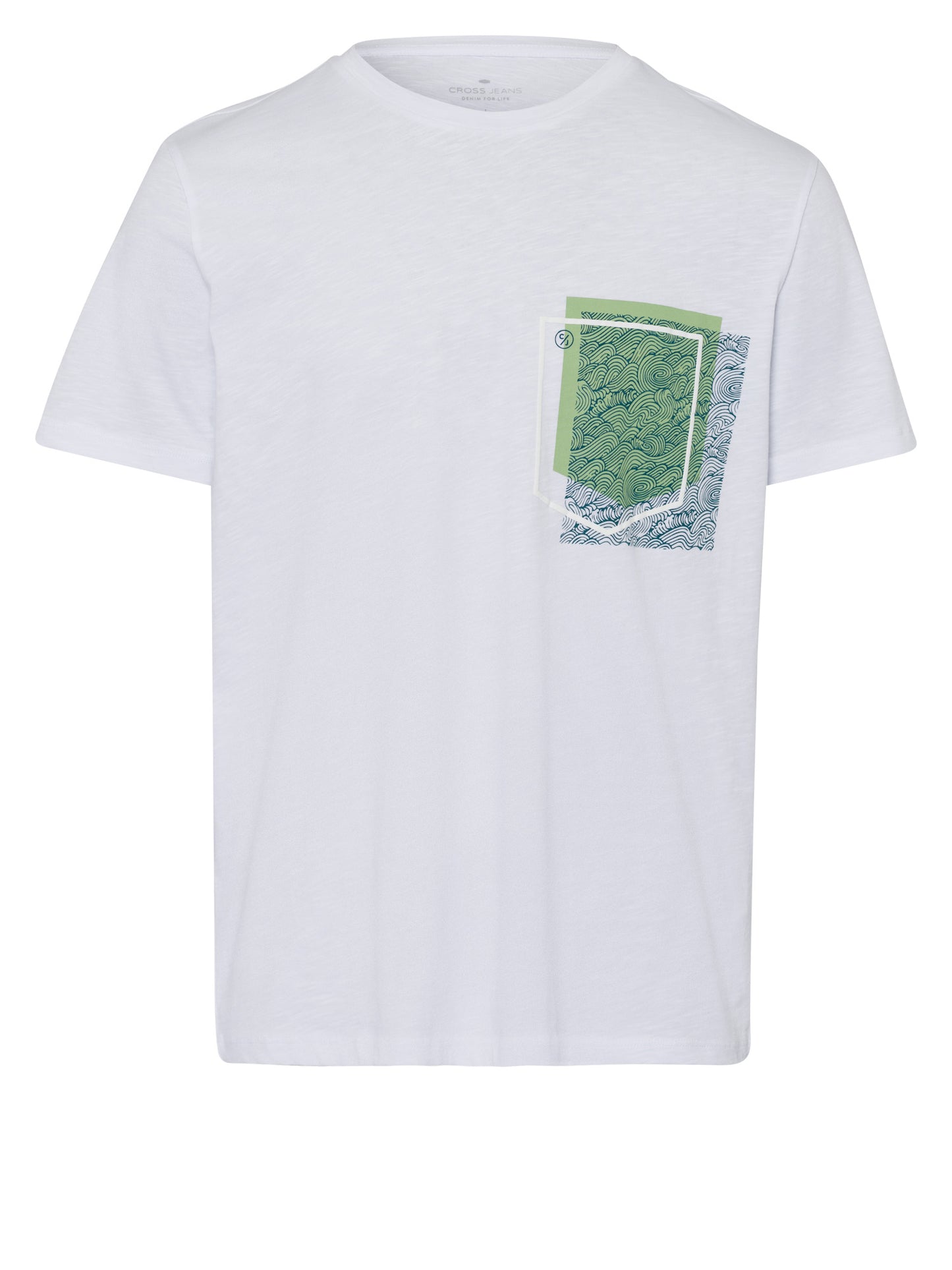 Men's regular T-shirt with wave print white