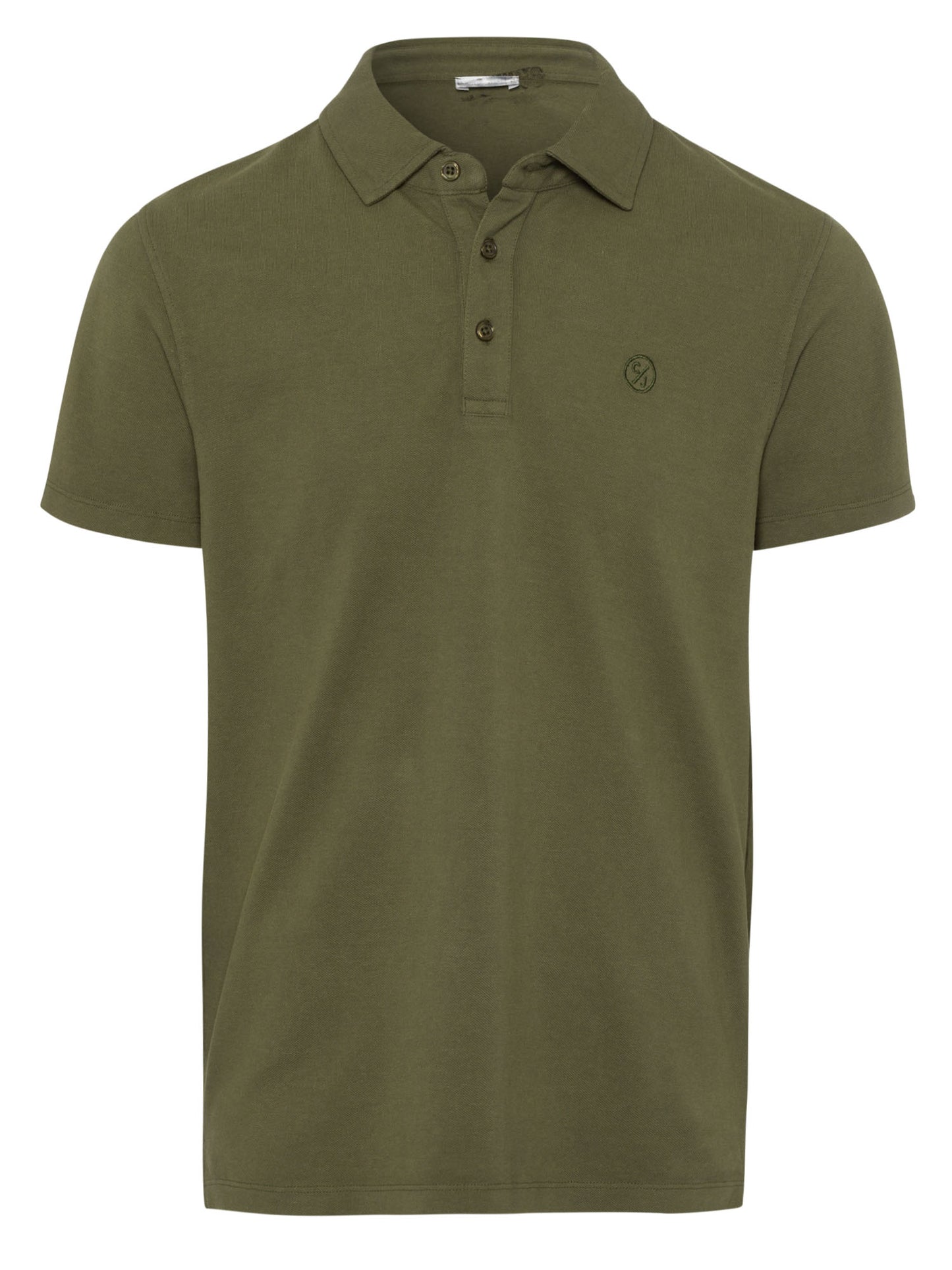 Herren Regular Polo-Shirt mit tonigem Label-Emblem khaki.