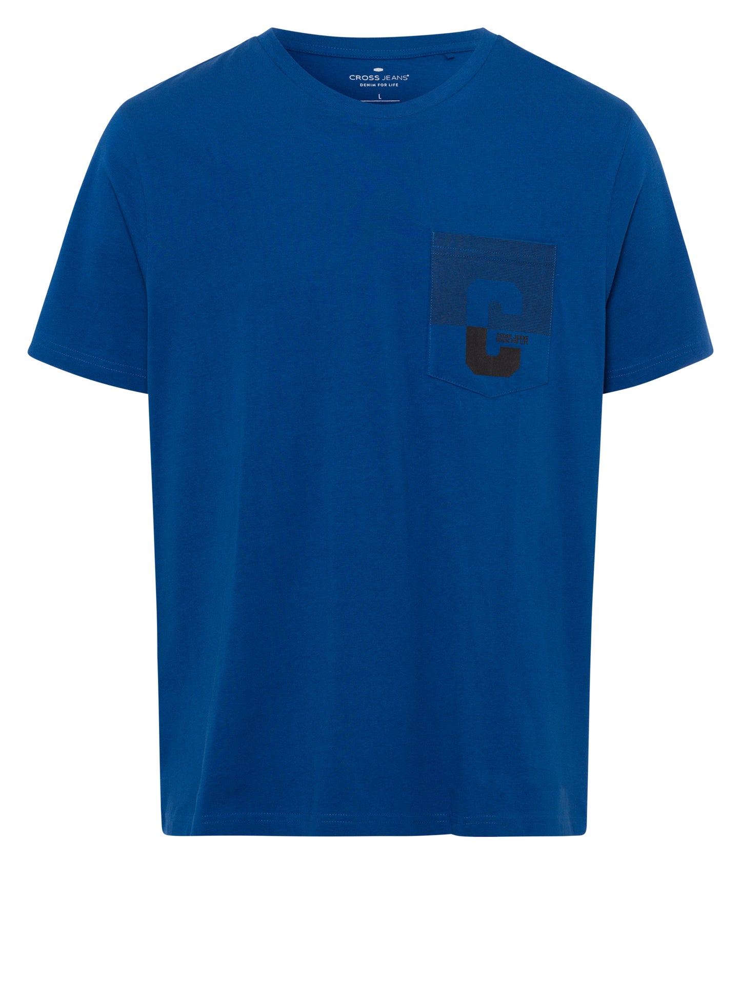 Herren Regular T-Shirt mit Brusttasche und Logo blau