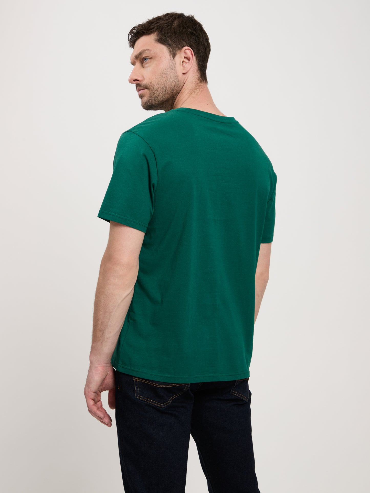 Men's regular T-shirt with motif and statement print green