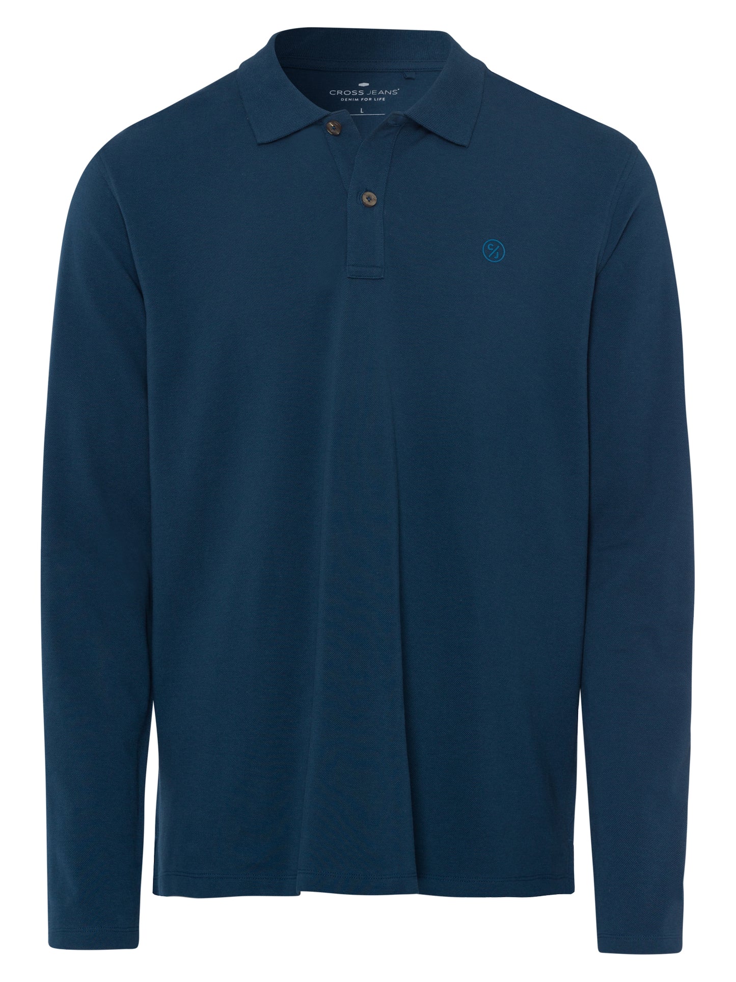 Herren Regular Langarm-Polo blau