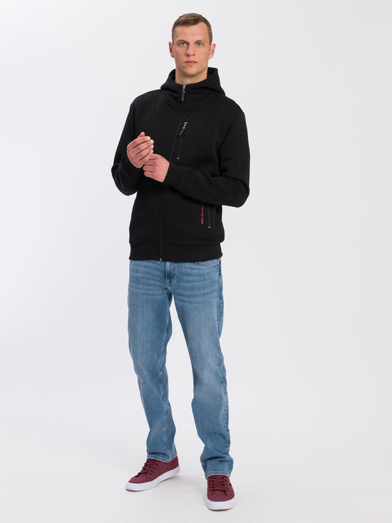 Men's regular sweatshirt jacket with zip black