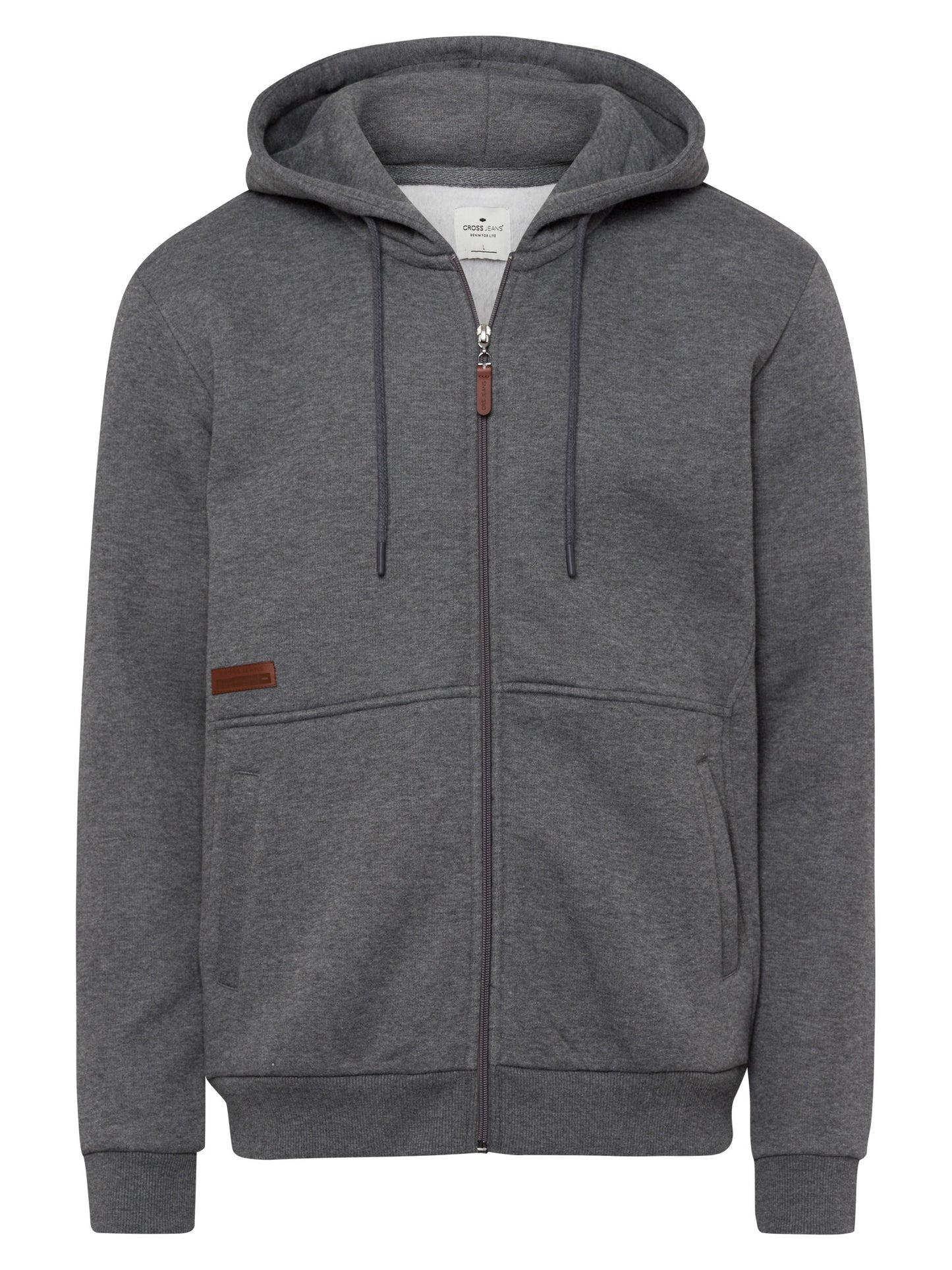 Men's regular sweatshirt jacket with zip in dark gray