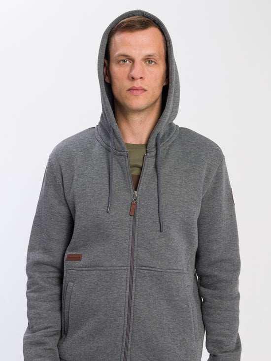 Men's regular sweatshirt jacket with zip in dark gray