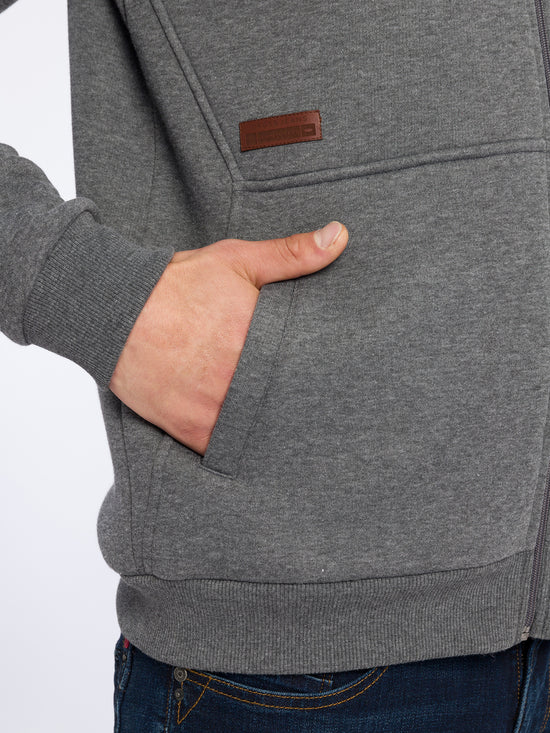 Men's regular sweatshirt jacket with zip in dark gray