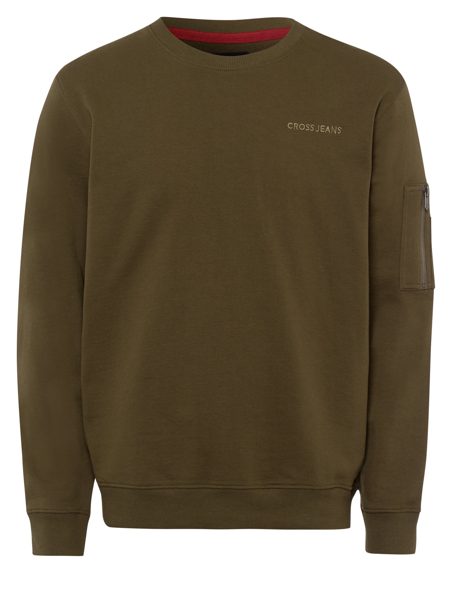 Herren Regular Sweatshirt mit Ziertasche auf dem Oberarm khaki