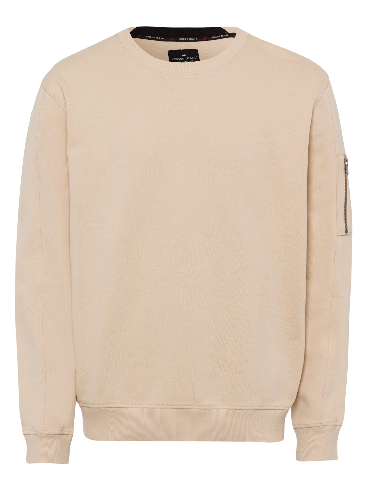 Herren Regular Sweatshirt mit Reißverschluss am Ärmel beige