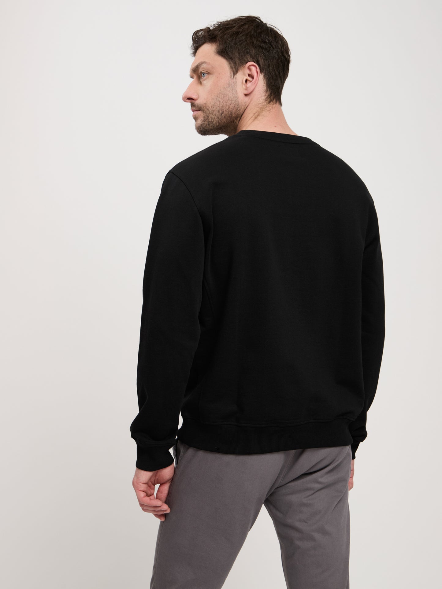 Herren Regular Sweatshirt mit aufgesticktem Logo schwarz