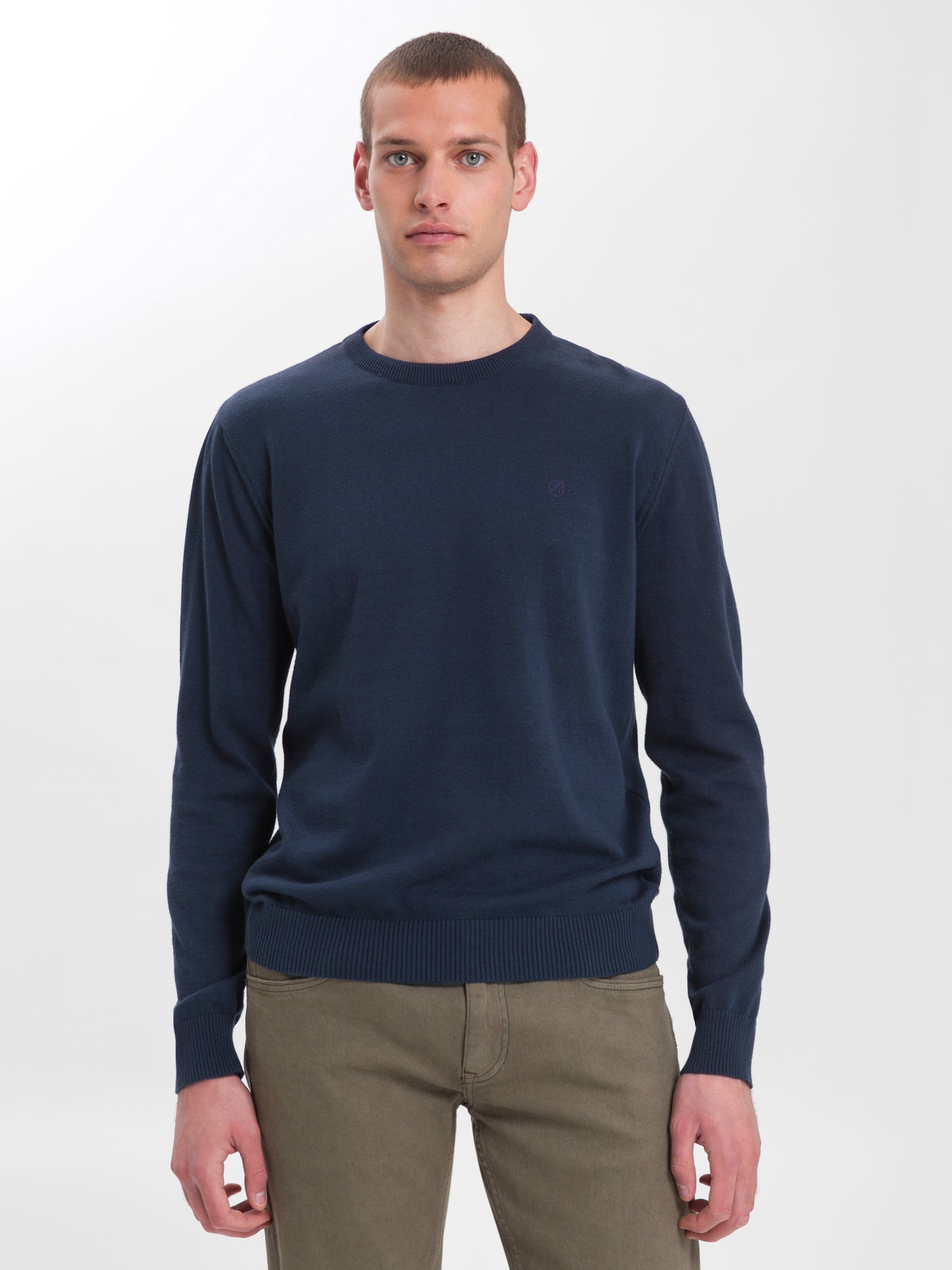 Herren Regular Feinstrick Pullover navyblau