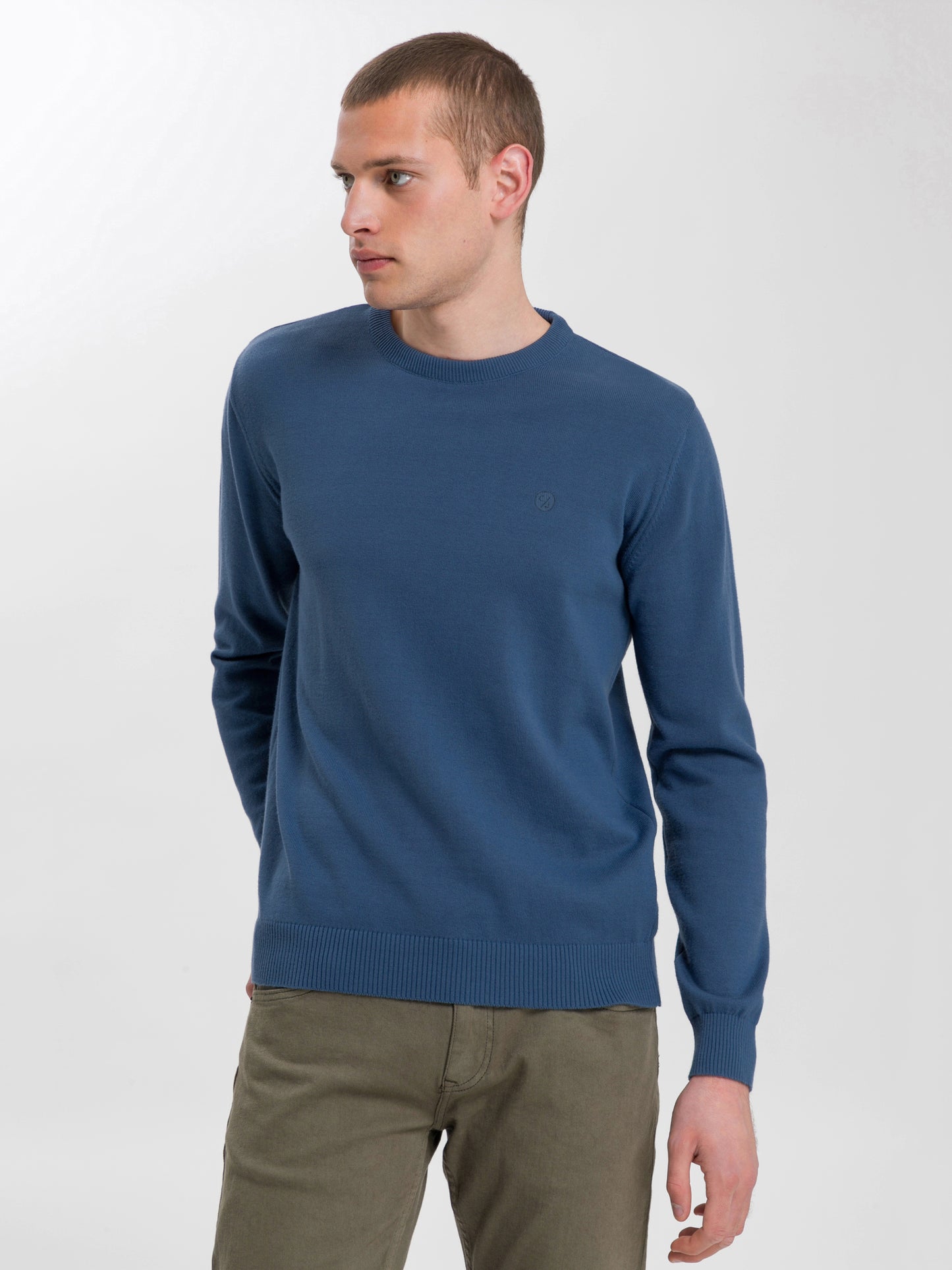 Men's regular fine knit sweater blue