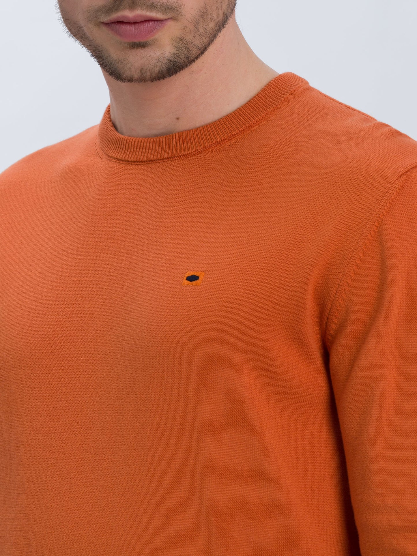 Herren Regular Feinstrick Pullover orange