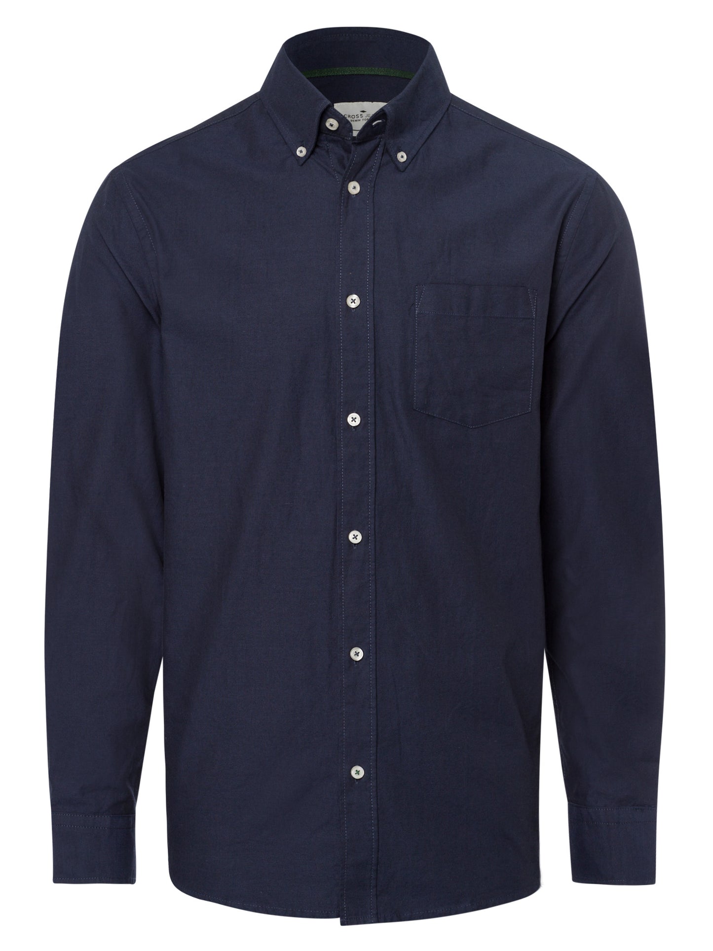 Men's regular long-sleeved shirt navy blue