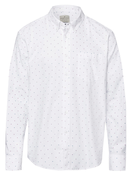 Men's Regular Long Sleeve Shirt Blue-Red Dotted in White