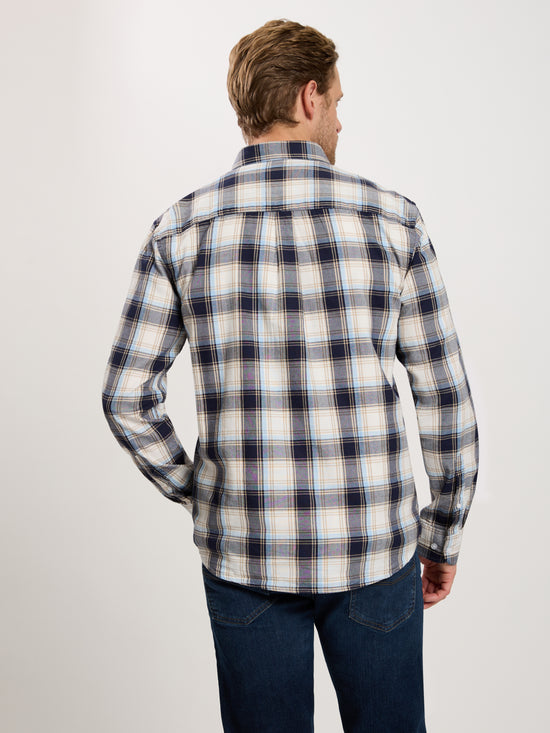 Men's Regular Long Sleeve Shirt Checked Blue