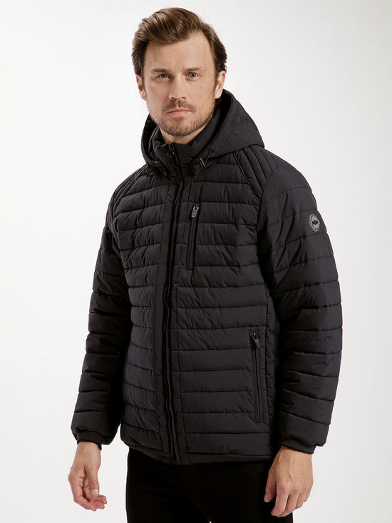 Men's regular quilted winter jacket in black