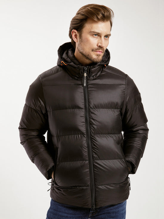 Herren Regular schwarze Stepp Winterjacke