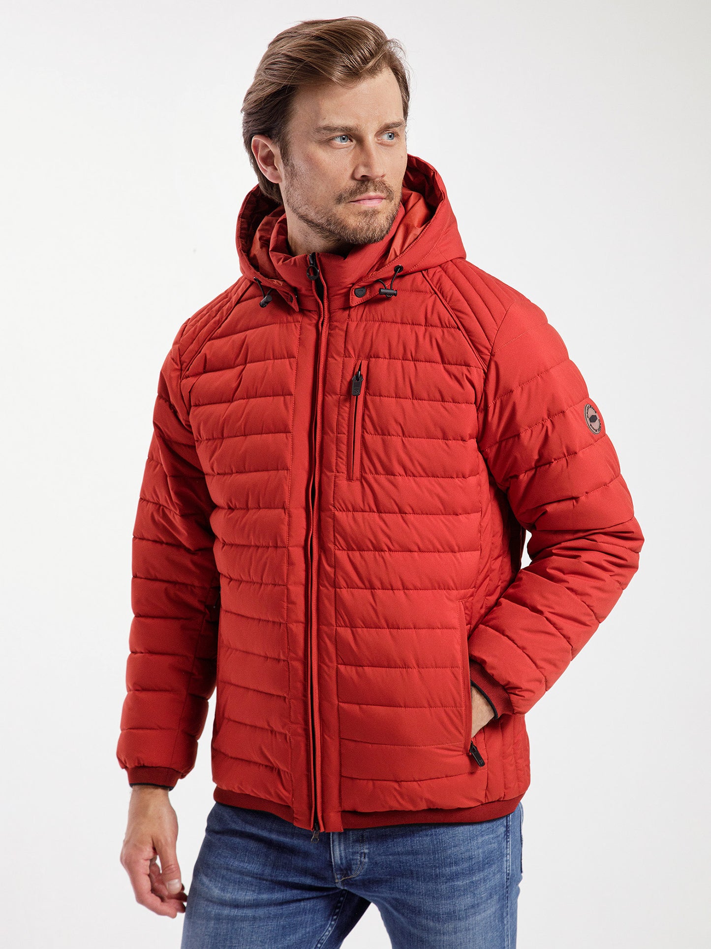 Regular men's winter jacket in red