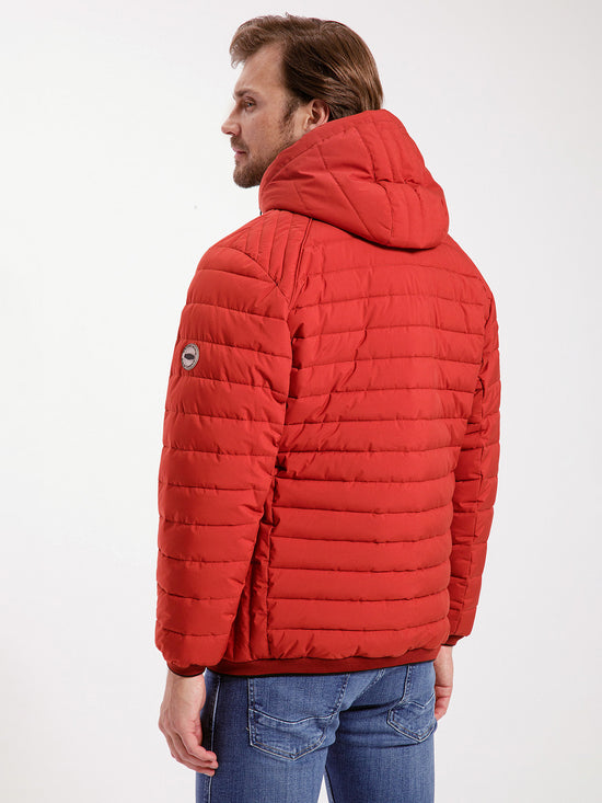 Regular men's winter jacket in red