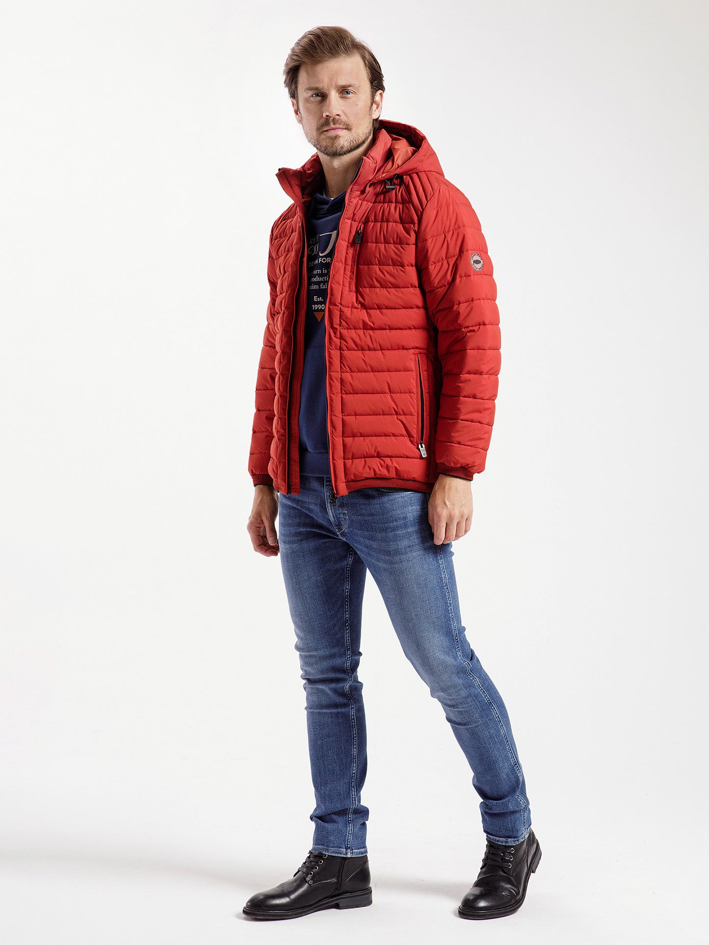 Regular men's winter jacket in red