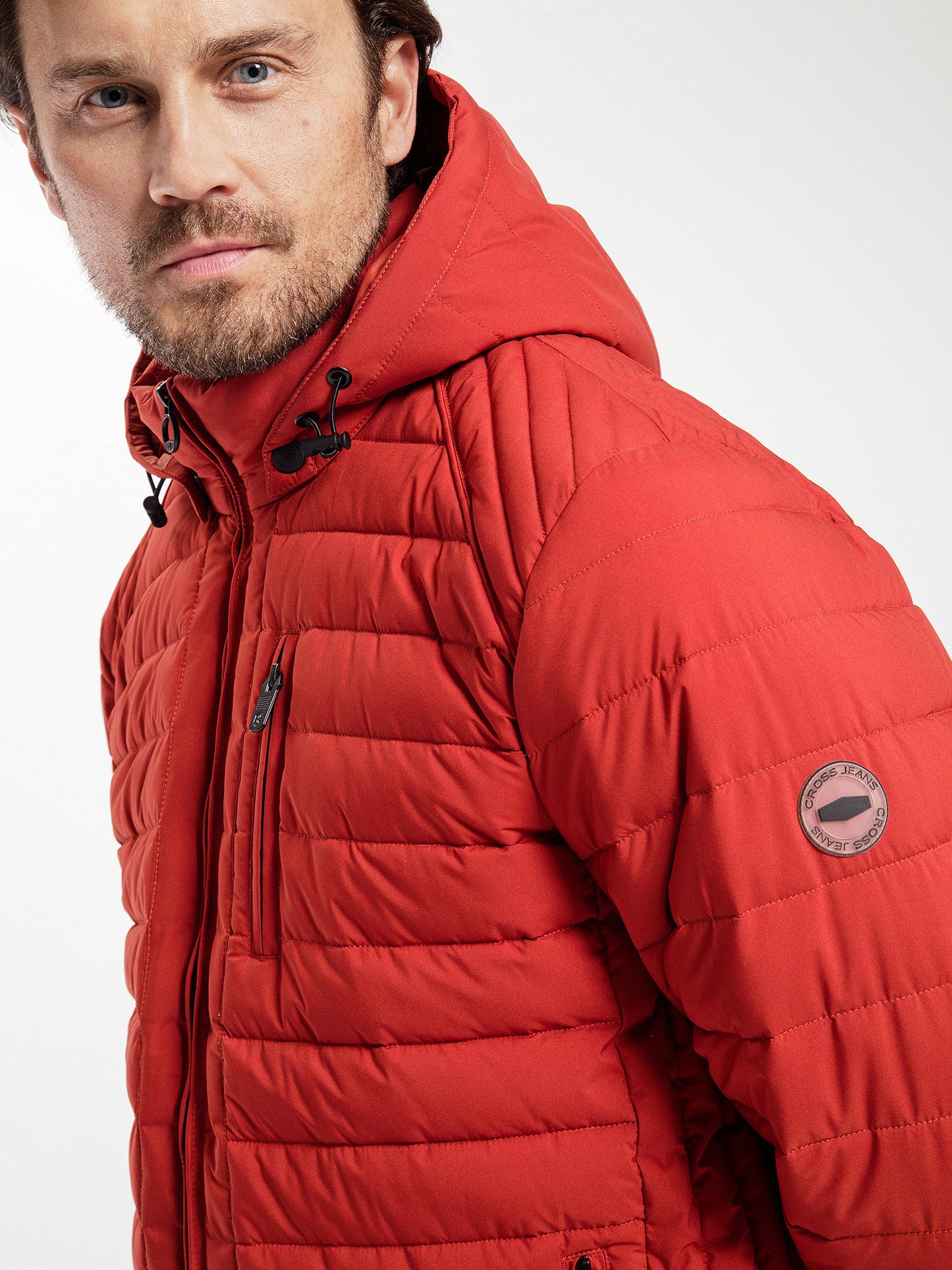 Regular men's winter jacket in red