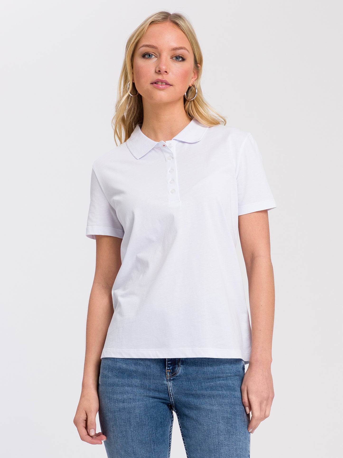 Women's slim polo shirt white