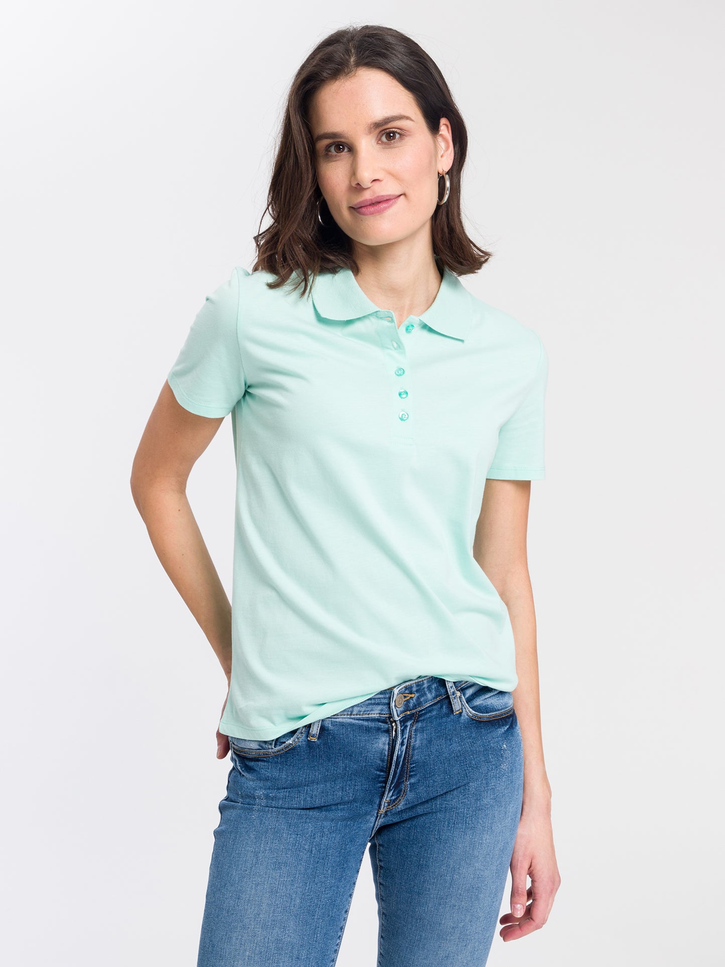 Damen Slim Polo-Shirt Mint