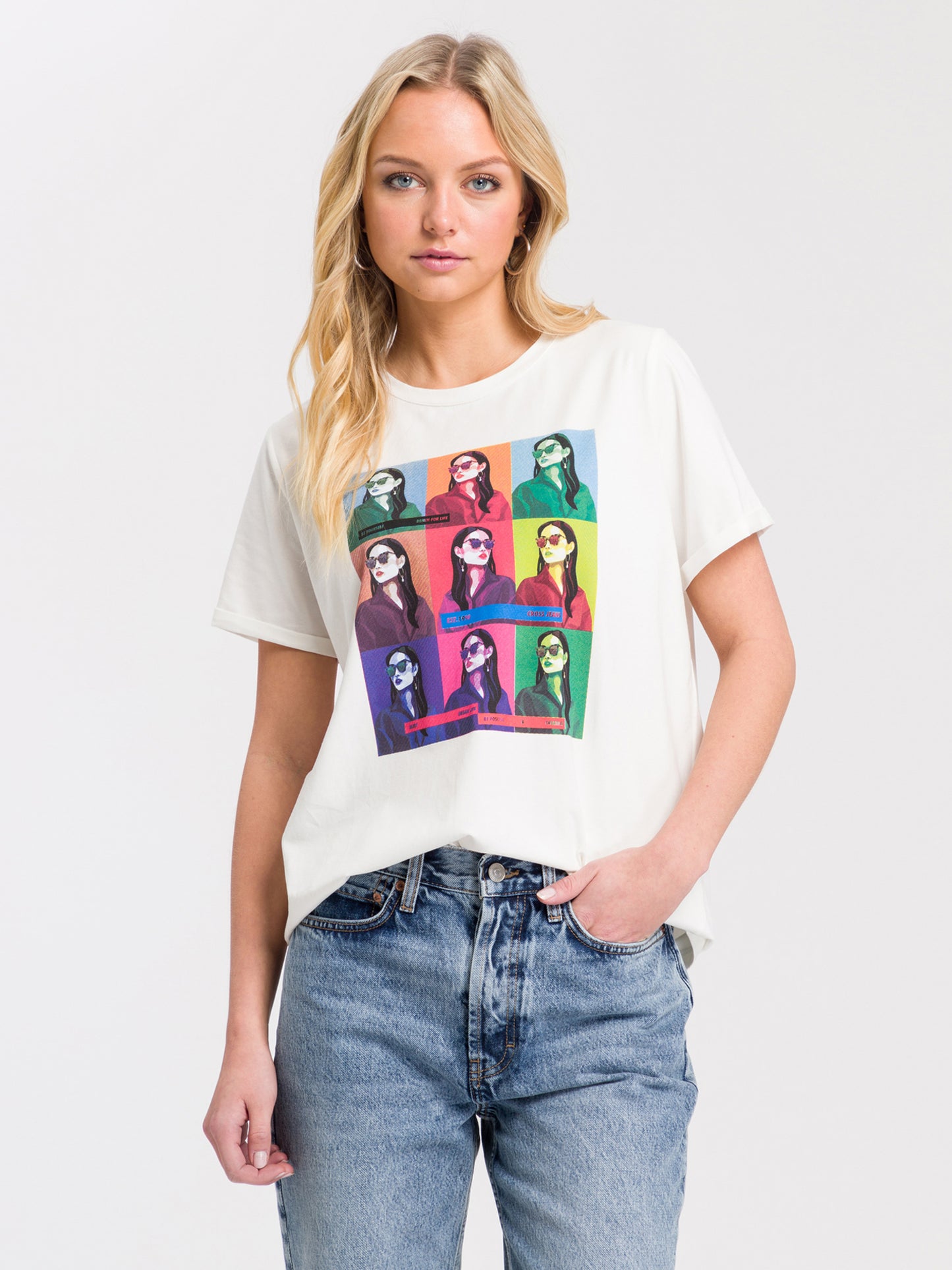 Damen Regular Print T-Shirt weiß