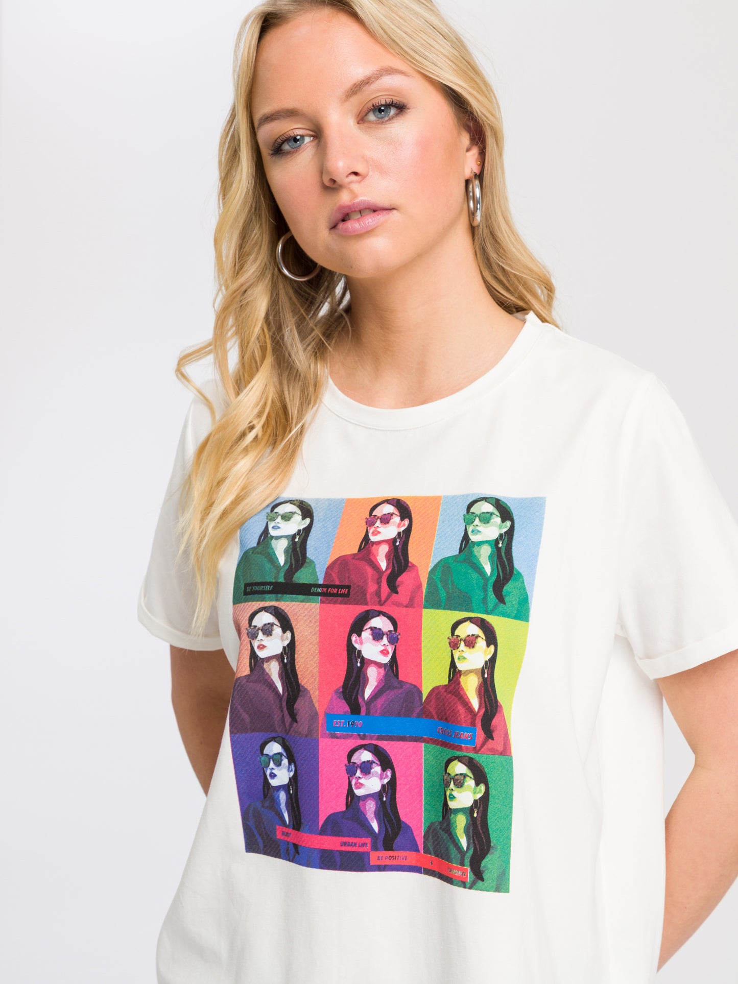 Damen Regular Print T-Shirt weiß