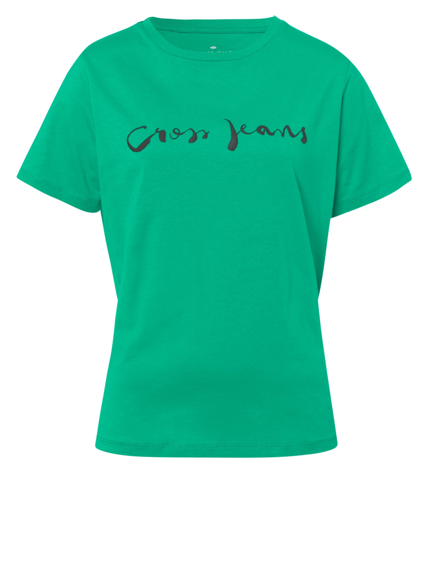 Women's regular T-shirt with Cross Jeans logo print green