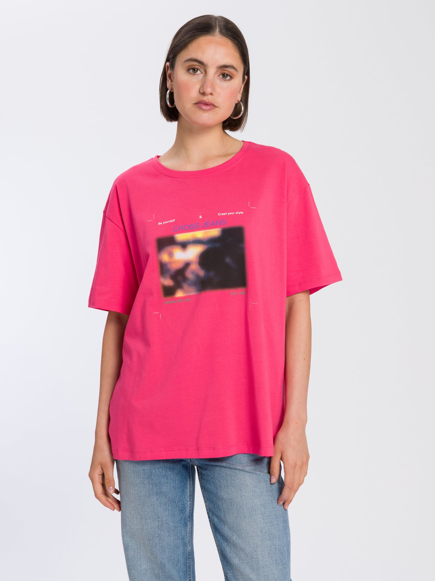 Damen Regular Print T-Shirt pink