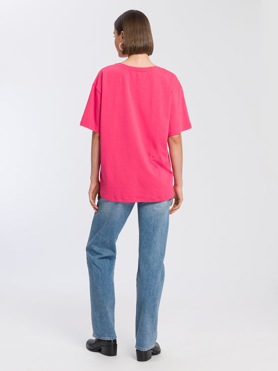 Damen Regular Print T-Shirt pink