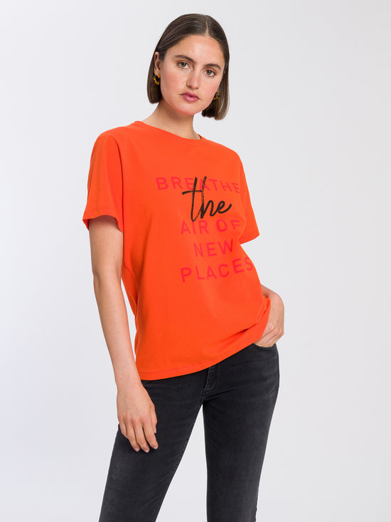 Women's regular print t-shirt orange