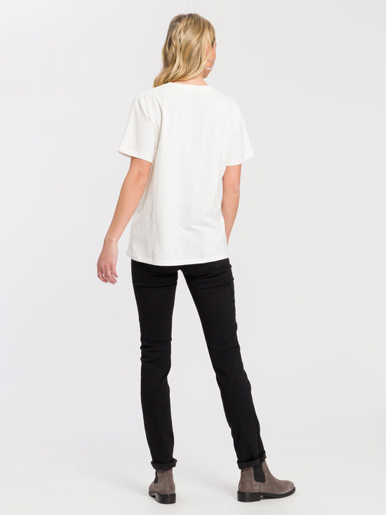 Damen Regular T-Shirt mit Gold Print weiß