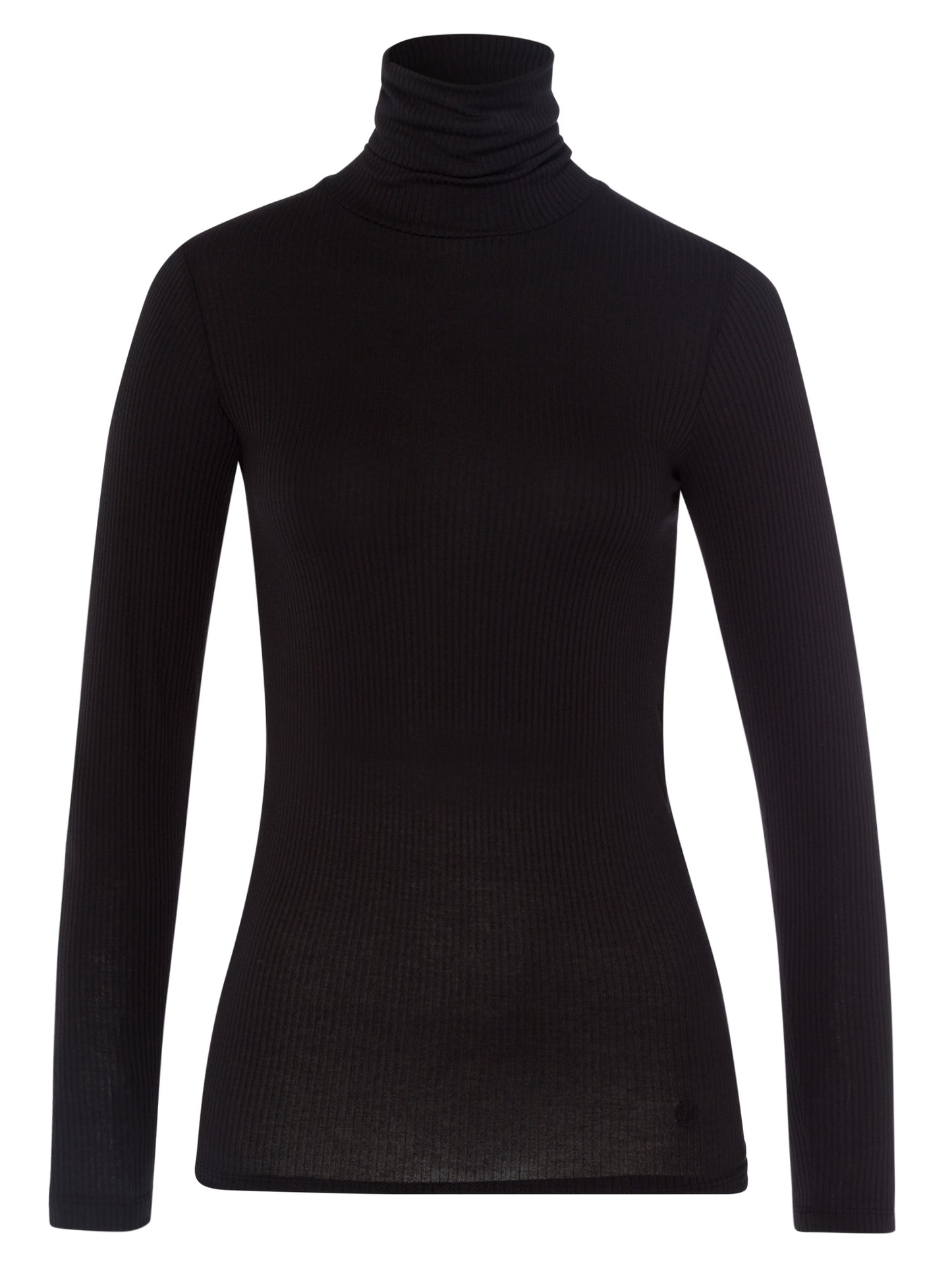 Damen Slim Langarmshirt mit Rollkragen schwarz