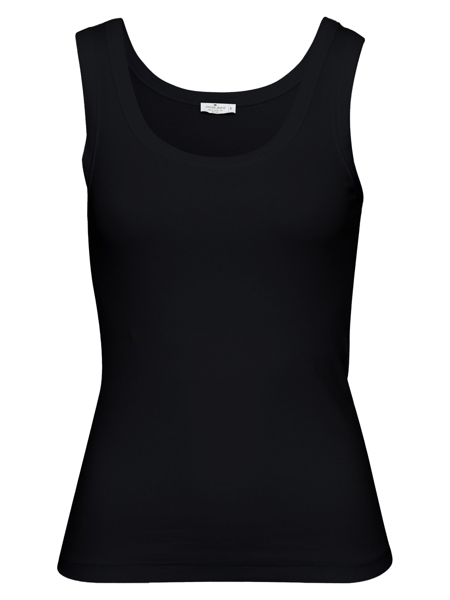 Damen Slim Tank-Top in Ripp-Qualität schwarz.