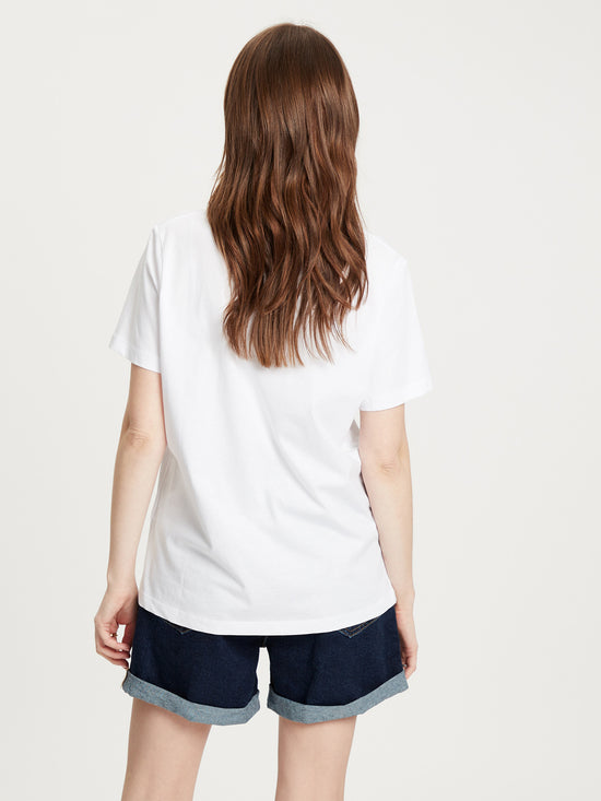 Ladies regular T-shirt with large front print white