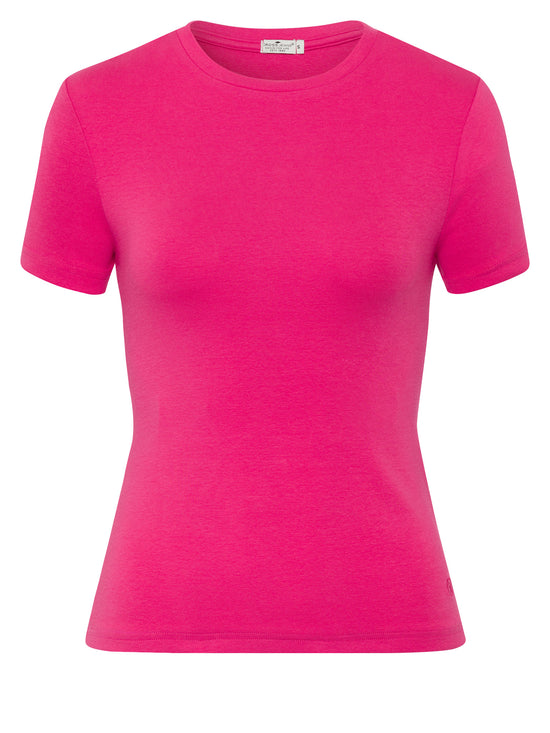 Damen Regular T-Shirt mit Rundhalsausschnitt pink