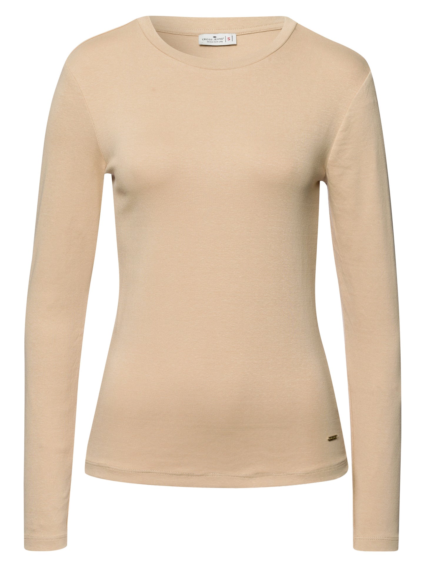 Women's regular long-sleeved shirt in beige