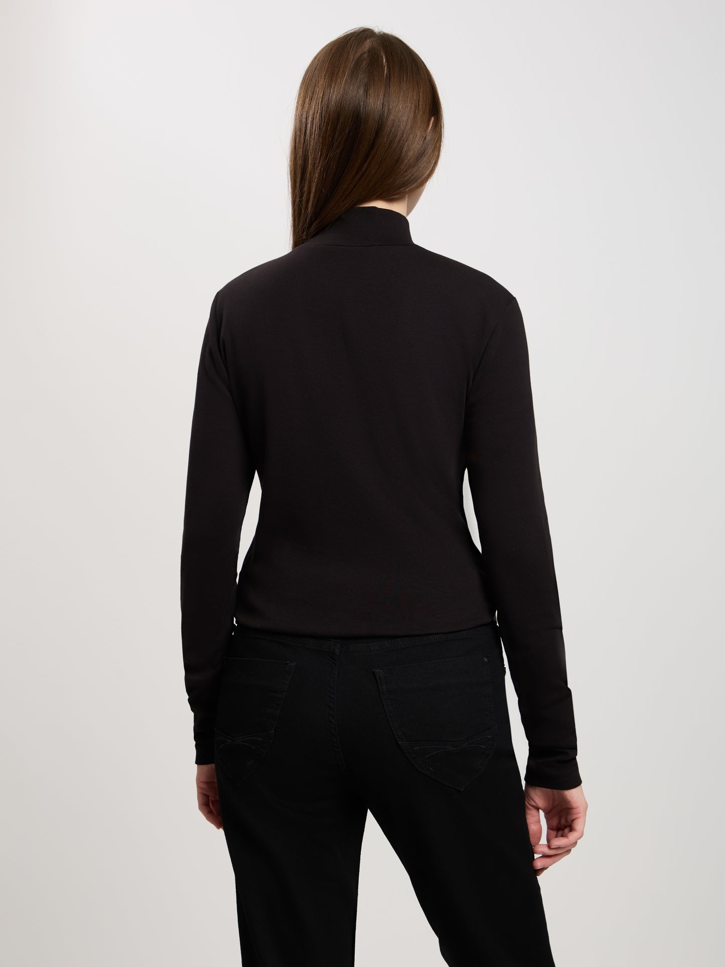 Women's regular shirt with turtleneck in black