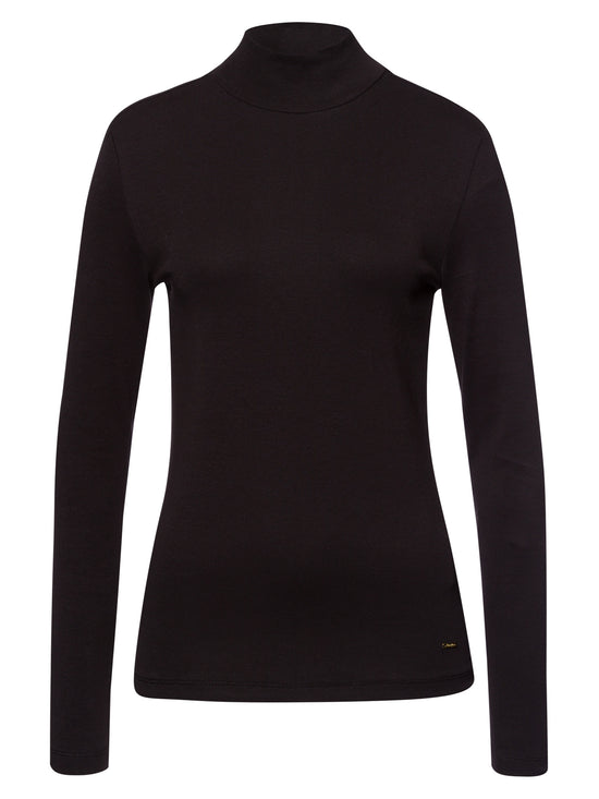 Women's regular shirt with turtleneck in black